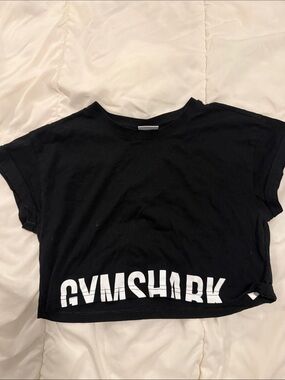 Gymshark Black Crop Tee with White Logo